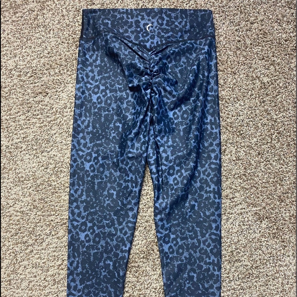 Blue/gray leopard print leggings. Size 4/S. ZYIA active.
